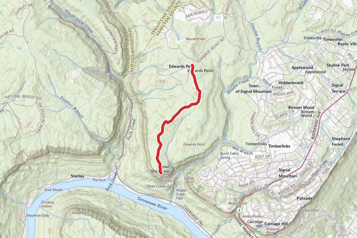 Prentice Cooper Yellow Trail via Edwards Point