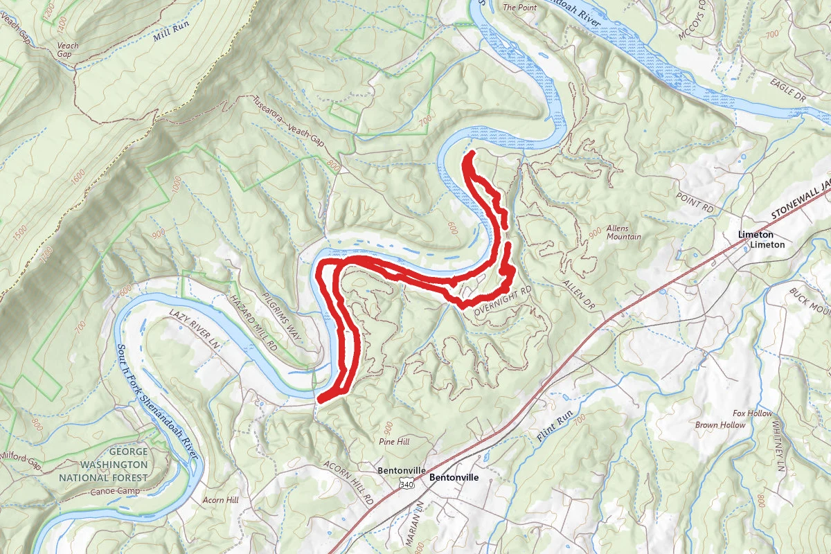 Everett Cullers Overlook Trail to River Trail to Culler's Trail Loop