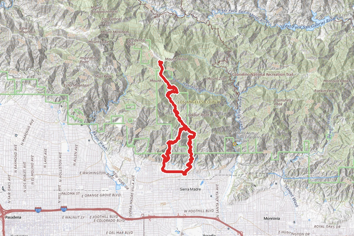 Mount Wilson via Sierra Madre with Jones Peak and Bailey Canyon Loop
