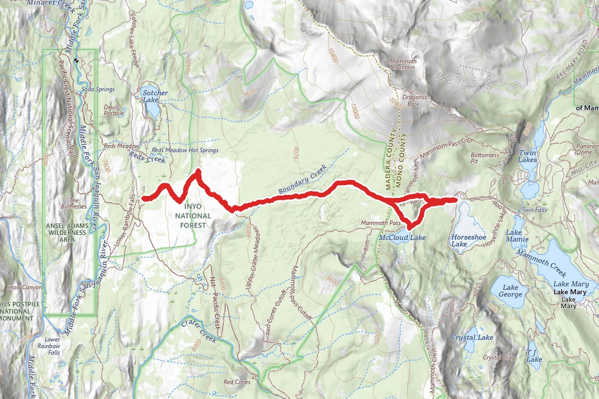 Mammoth Pass Trail and McLeod Lake