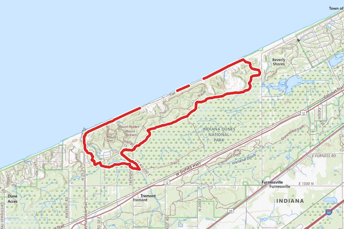 Indiana Dunes Trail 10 and Trail 2 Loop