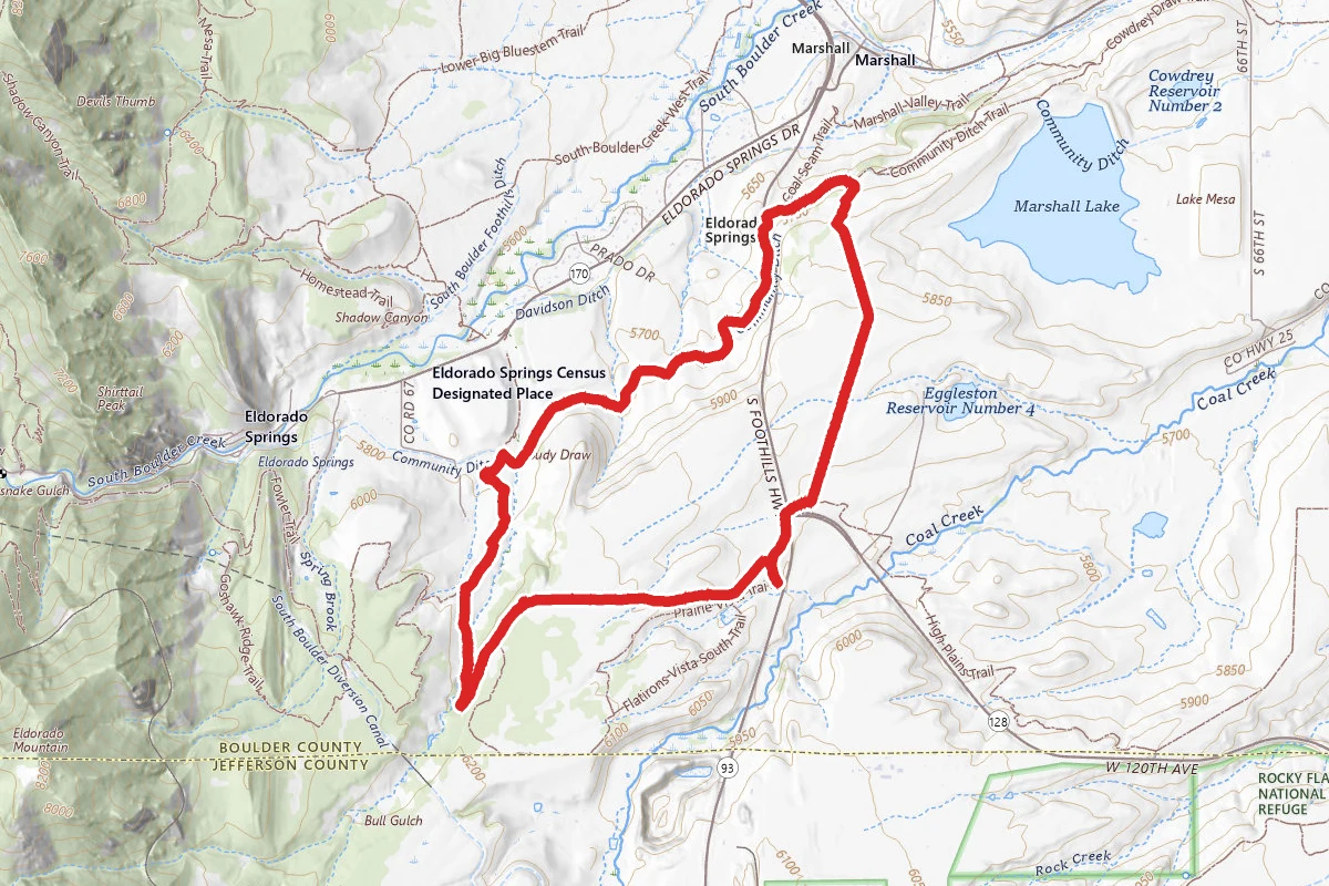 Flatirons Vista, Community Ditch, and Greenbelt Plateau Loop