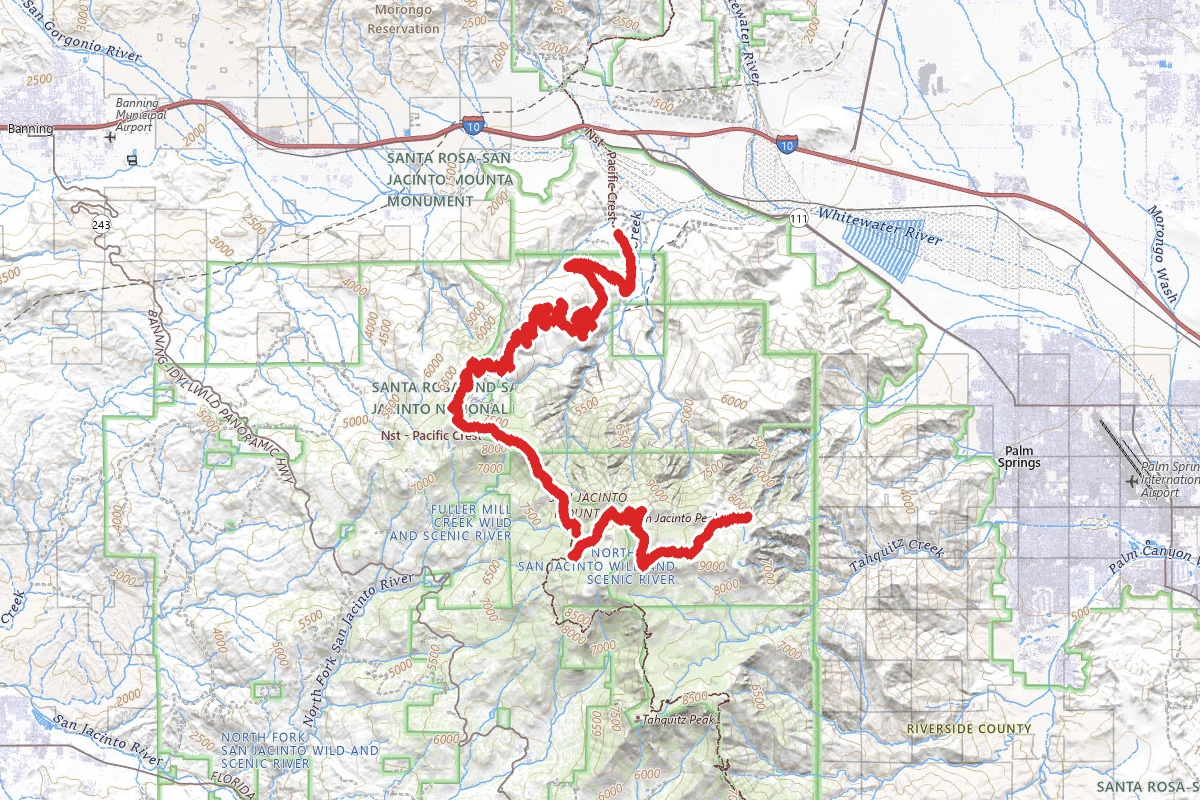 Snow Creek and San Jacinto Peak to Tram
