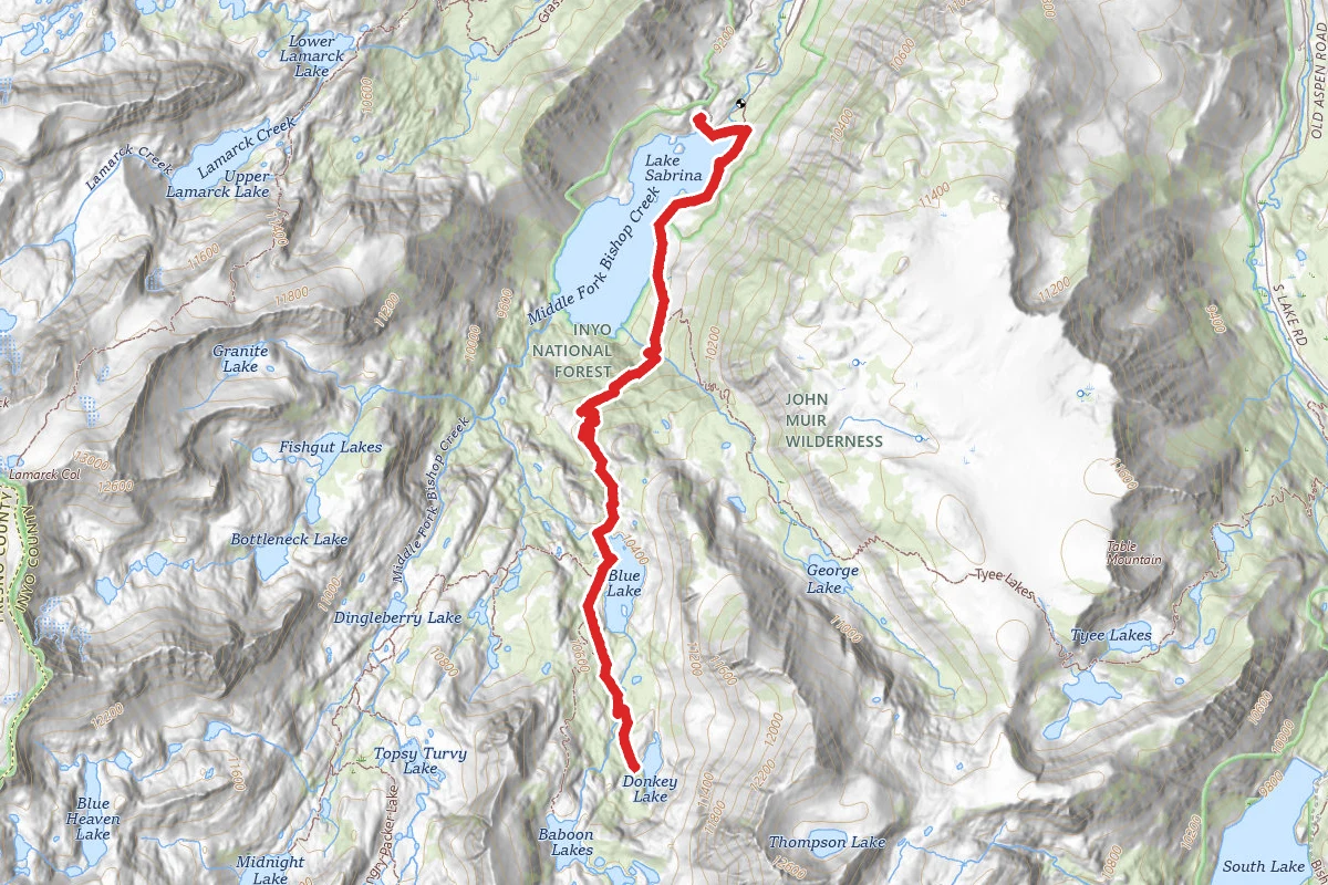 Sabrina Basin Trail to Donkey Lake