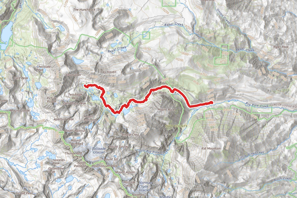 Seventh Lake and Sixth Lake via North Fork Big Pine Creek Trail