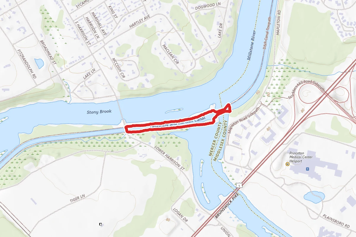 Delaware and Raritan Canal Towpath Loop via Mapleton Road