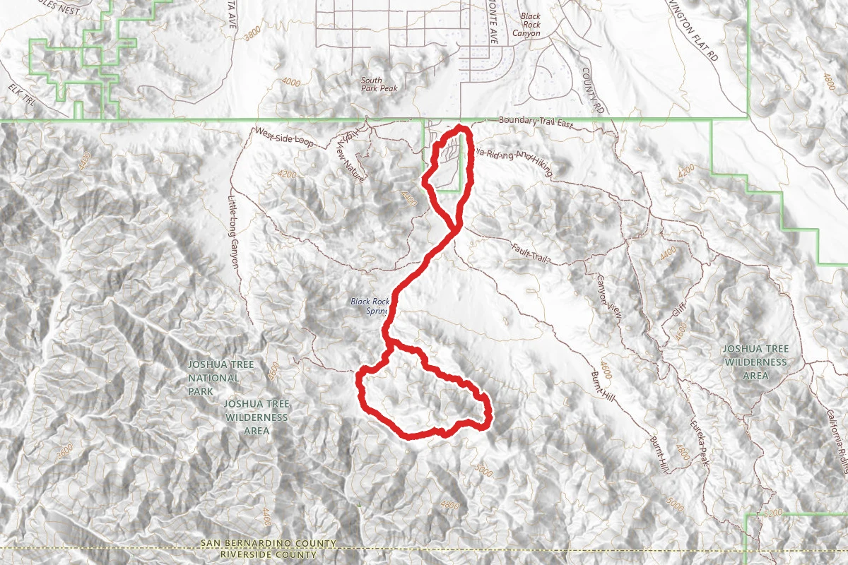 Black Rock Canyon to Panorama Loop Trail route map