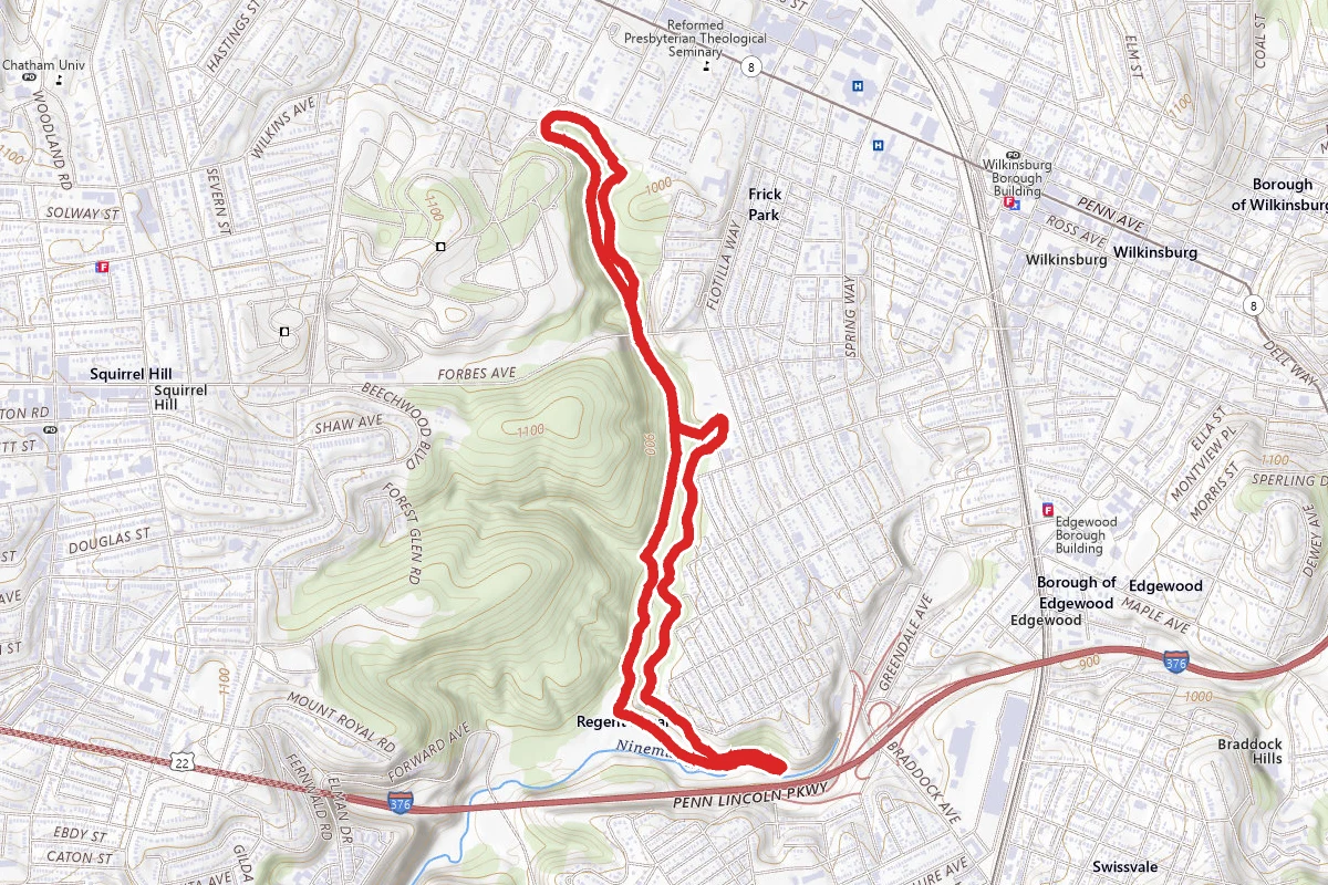 Nine Mile Run, Braddock, Kensington, Homewood, and Tranquil Trails Loop
