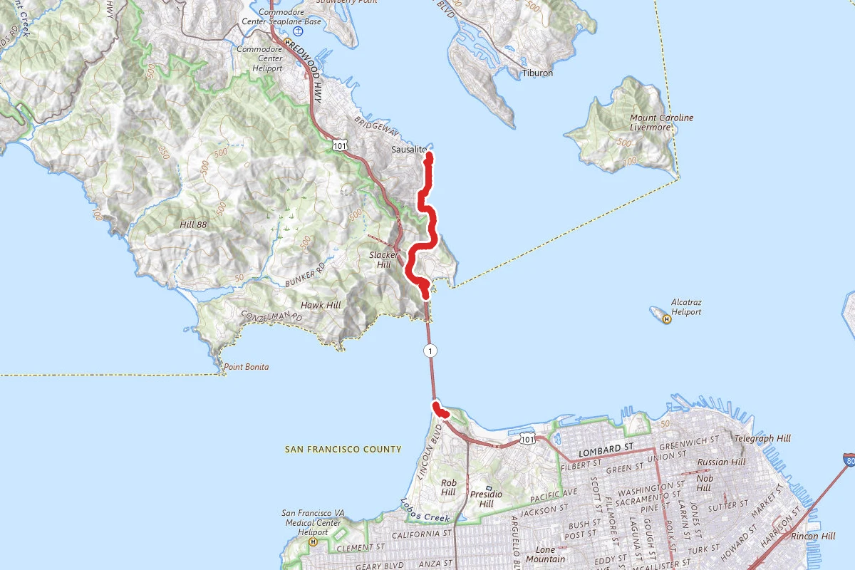 Across the Golden Gate Bridge to Sausalito