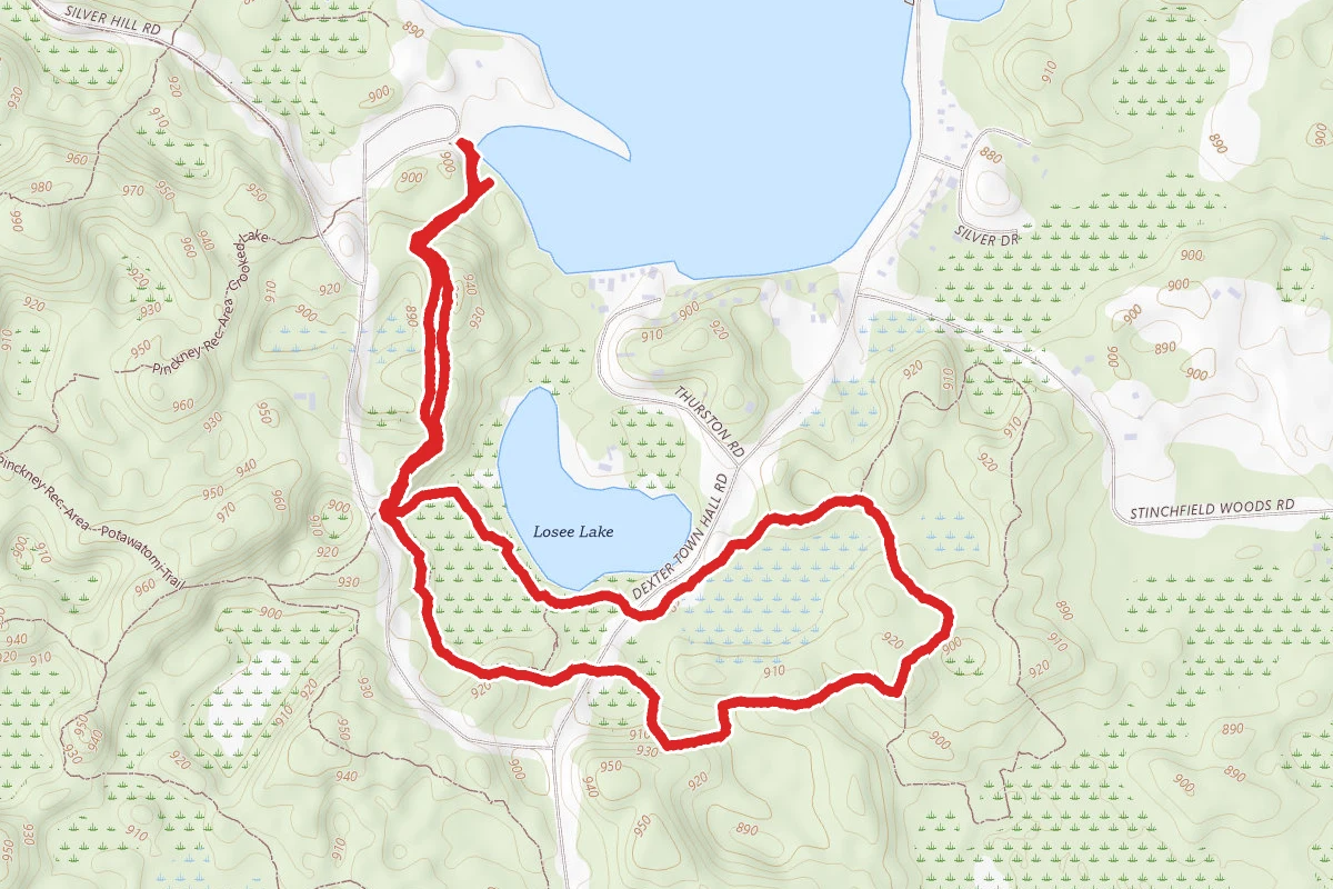 Losee Lake Middle Loop Trail route map
