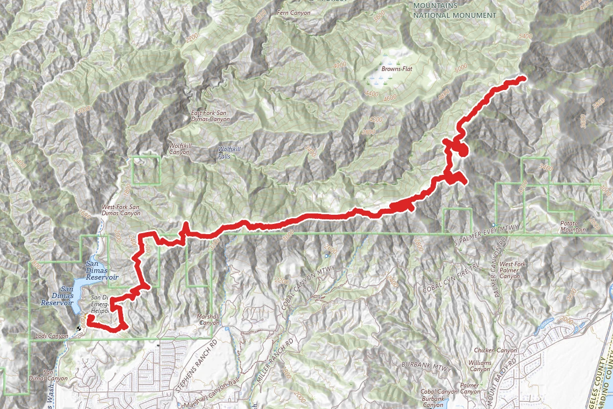 San Dimas Canyon to Sunset Peak
