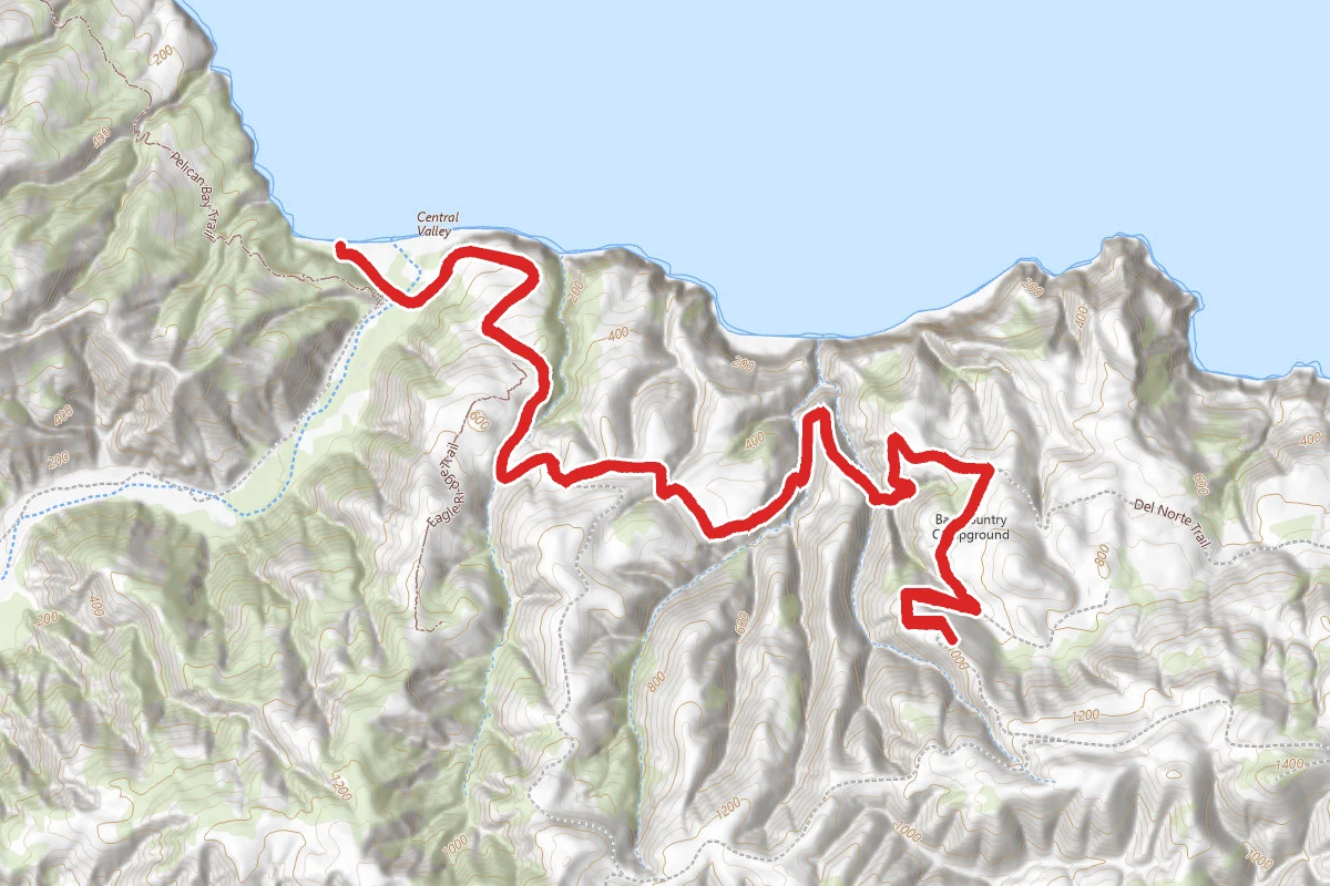 Cueva Valdez to Arch Rock Trail route map