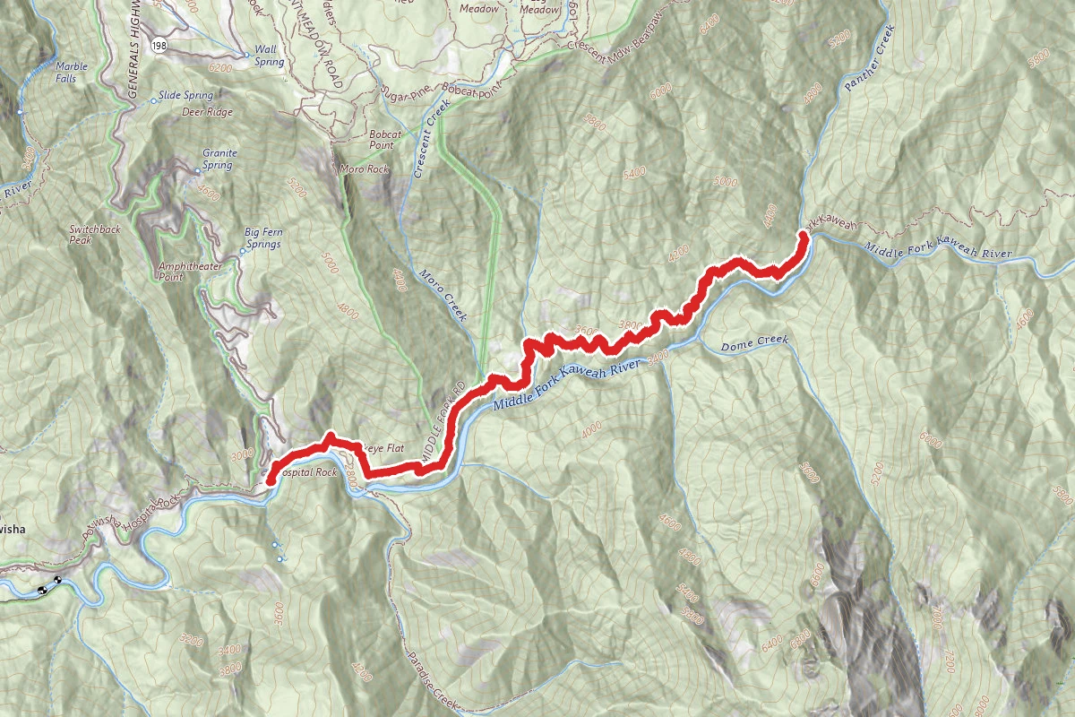 Middle Fork Kaweah Falls from Hospital Rock