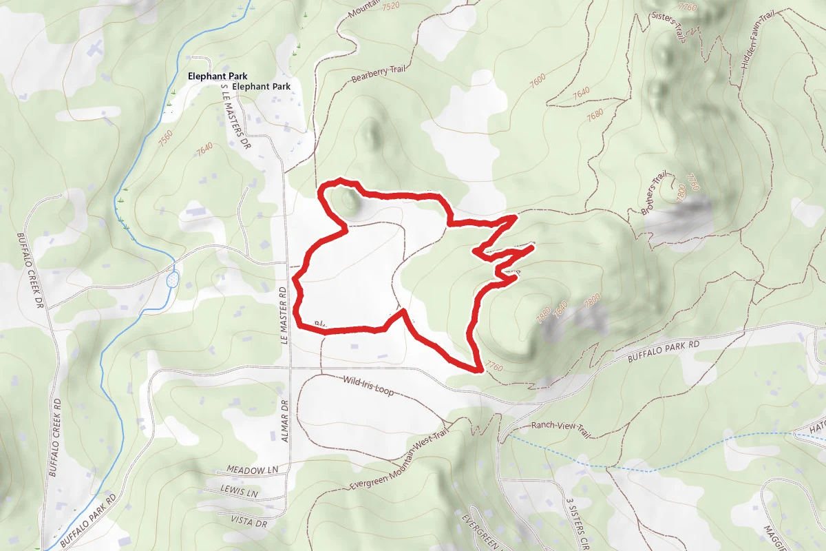Homestead, Silver Fox, and Ponderosa Loop route map