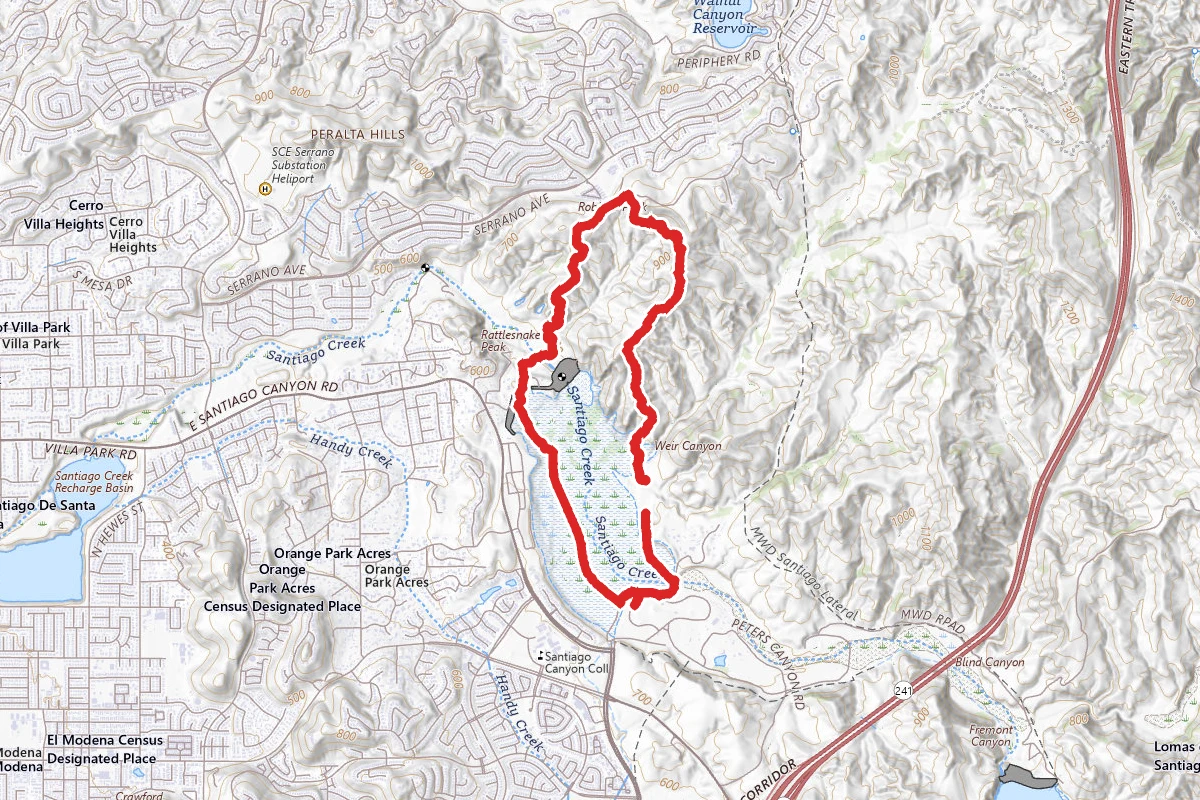Santiago Oaks and Irvine Regional Park XC Race Route