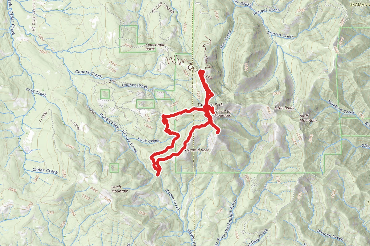 Grouse Vista, Indian Pits, Silver Star Mountain, Eds Trail, Sturgeon Trail, Tarbel Trail