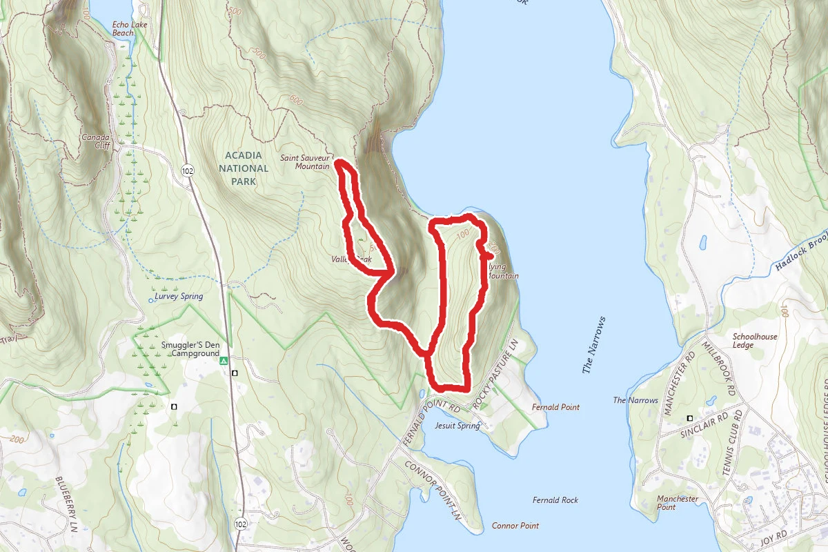 Flying Mountain, Valley Peak and St Sauveur Peak Trail