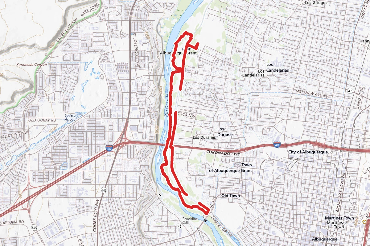 Rio Grande Bosque Loop via Nature Center