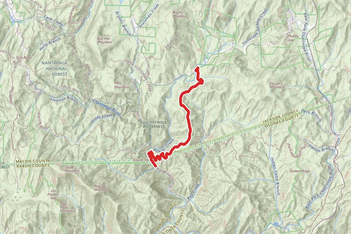 Ellicott Rock Trail from Eastern Trailhead