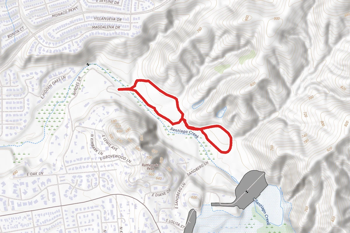 Santiago Creek Trail and Bobcat Meadow Trail