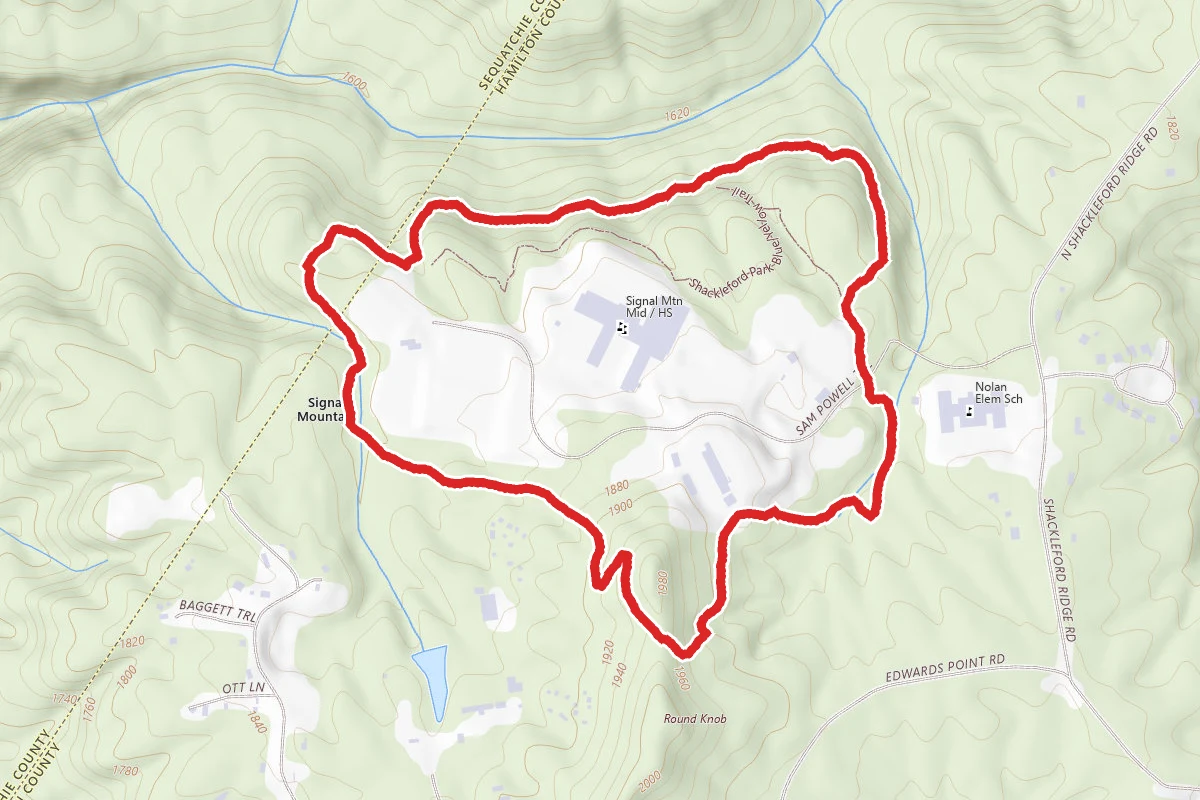 Shackleford Ridge Park Blue Loop route map