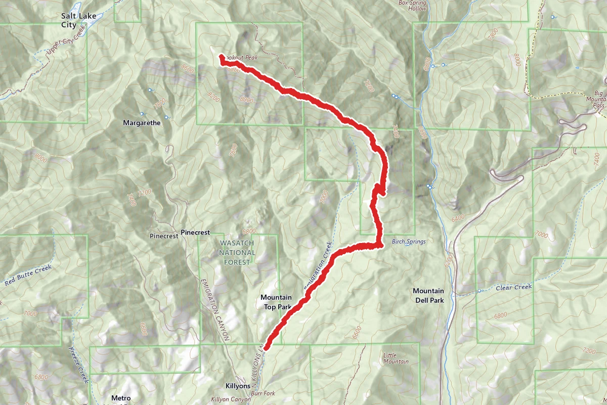 Killyon Canyon to Lookout Peak