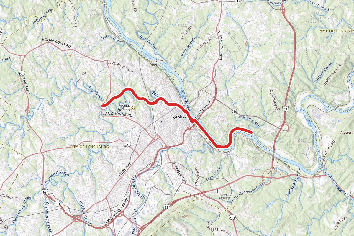 Blackwater Creek Trail and Riverwalk Trail from Ed Page Trailhead
