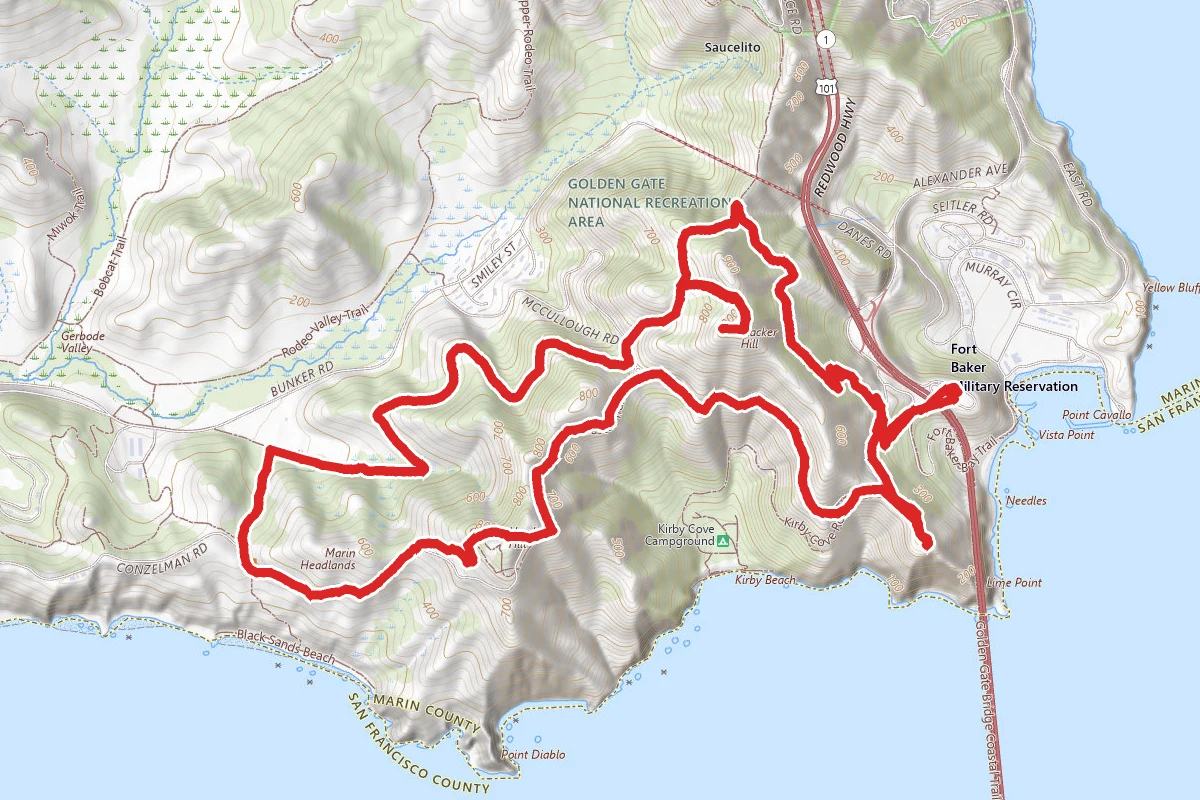 Slacker Hill and Hawk Hill via Coastal Trail