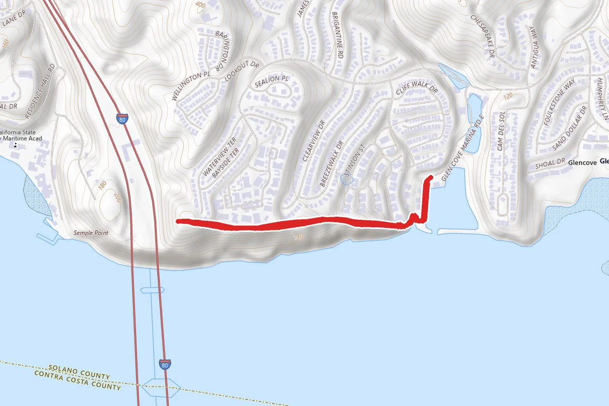 Carquinez Overlook Trail route map