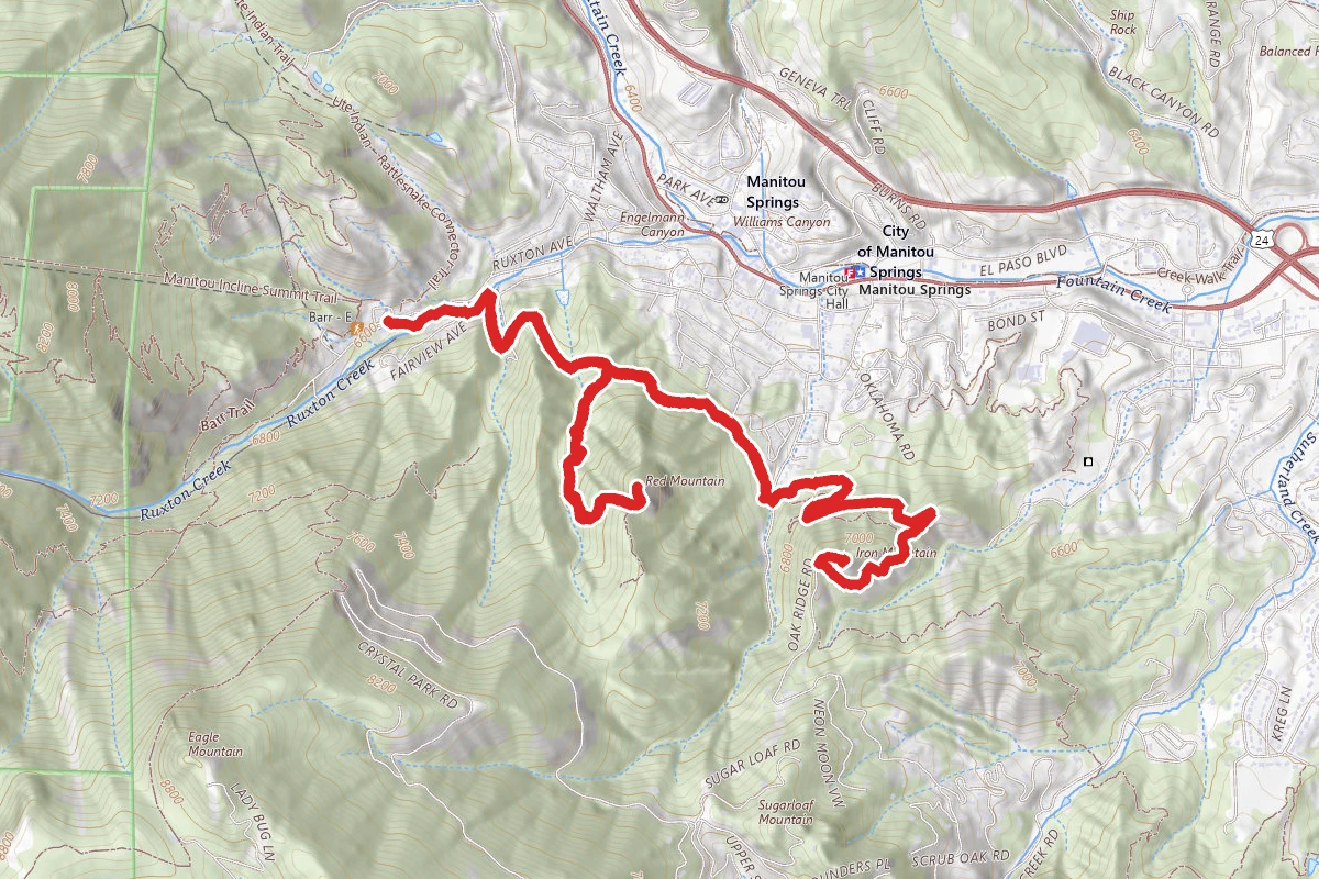 Red and Iron Mountains via Intemann Trail route map