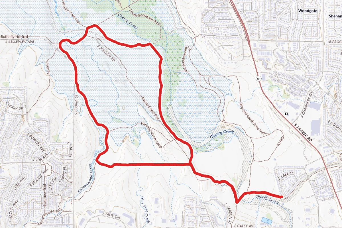 Piney Creek Trail to Cottonwood Creek and Cherry Creek Loop