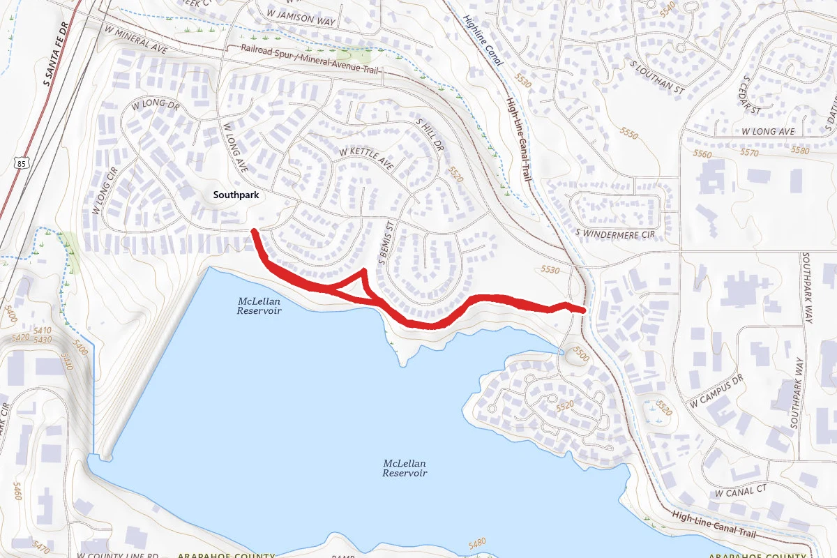 Writer Vista Park Trail route map