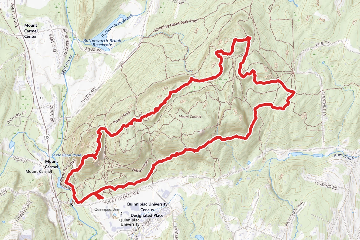Sleeping Giant Blue and Yellow Trail Loop