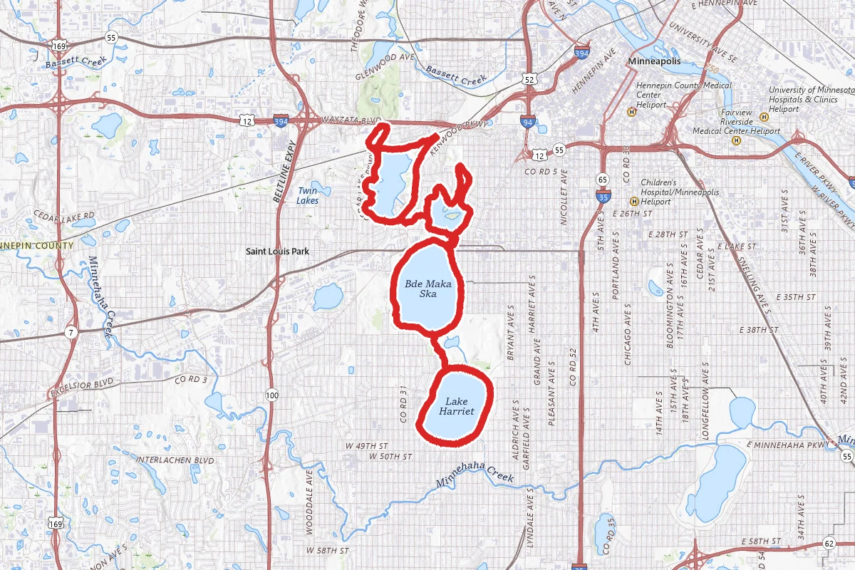 Cedar Lake, Lake of the Isles, Bde Maka Ska and Lake Harriet Bik Trail