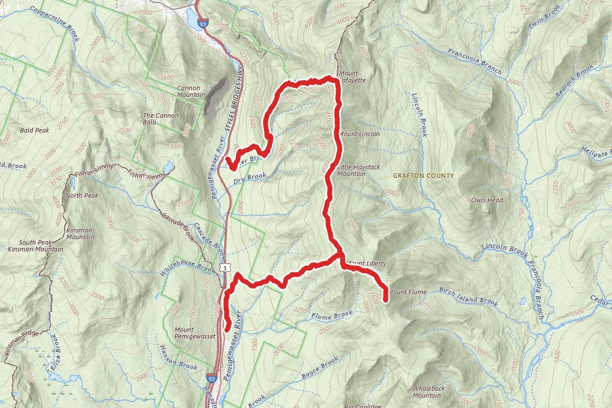 Liberty Spring to Franconia Ridge to Old Bridle Path Trail