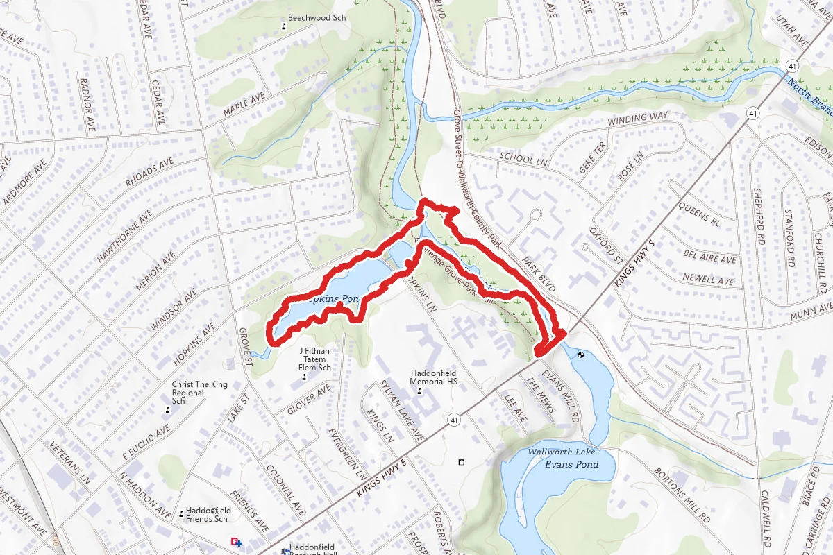 Hopkins Pond and Cooper River Trail Loop route map