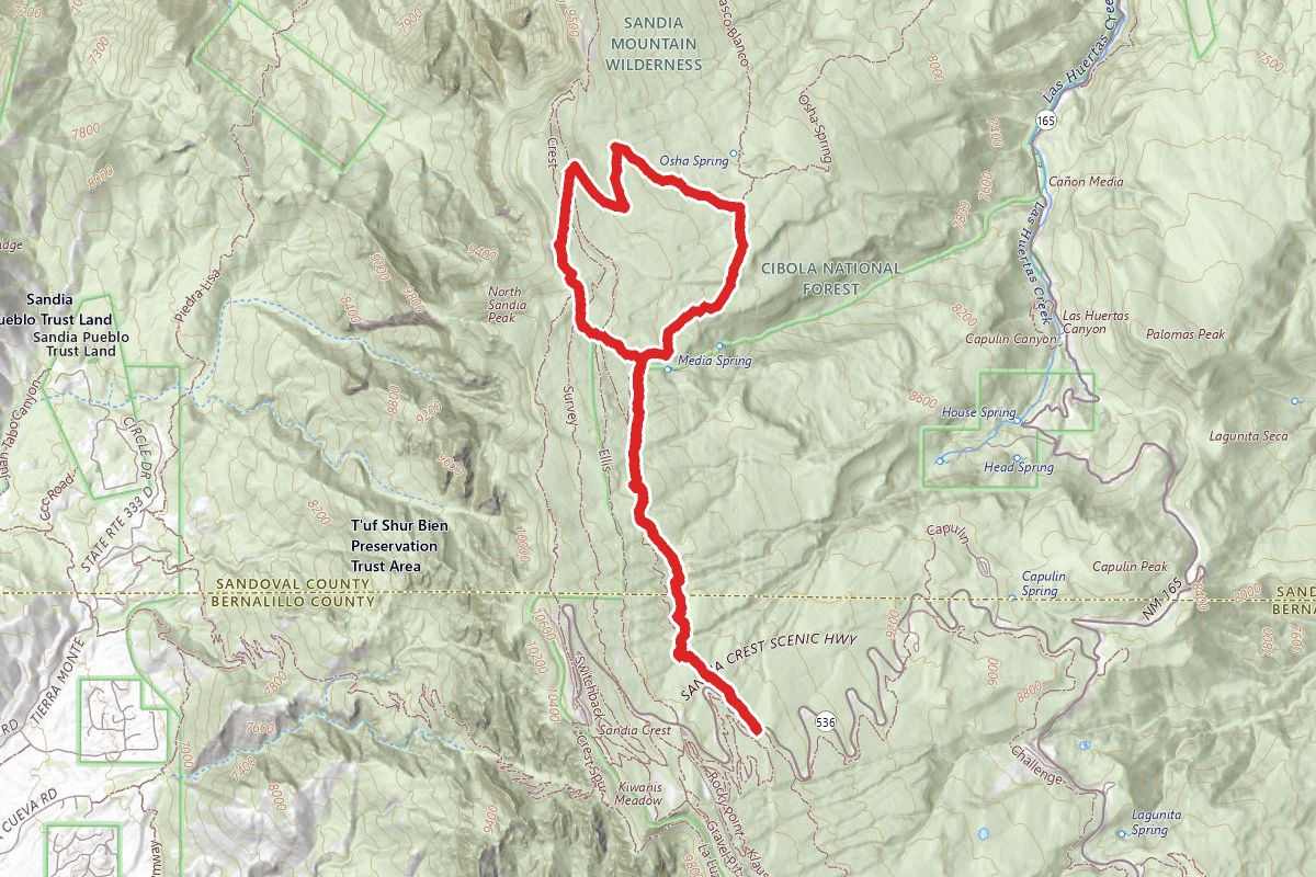 Osha Loop Trail #201 via 10K Trail #200