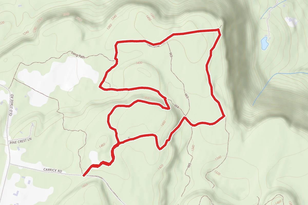 Red Trail and Long Path Thacher Aqua Green Loop