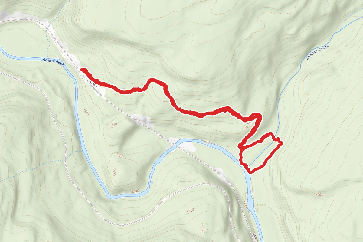 Bear Creek Preserve Waterfall via Purple Trail route map