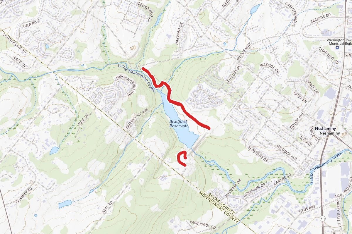 Bradford Reservoir route map