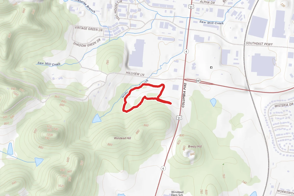 Winstead Hill Park Trail route map