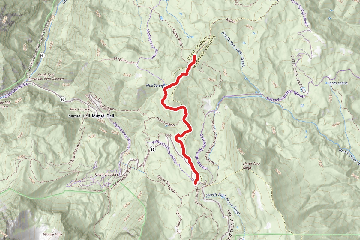 Ridge Trail to Tibble Fork Trail