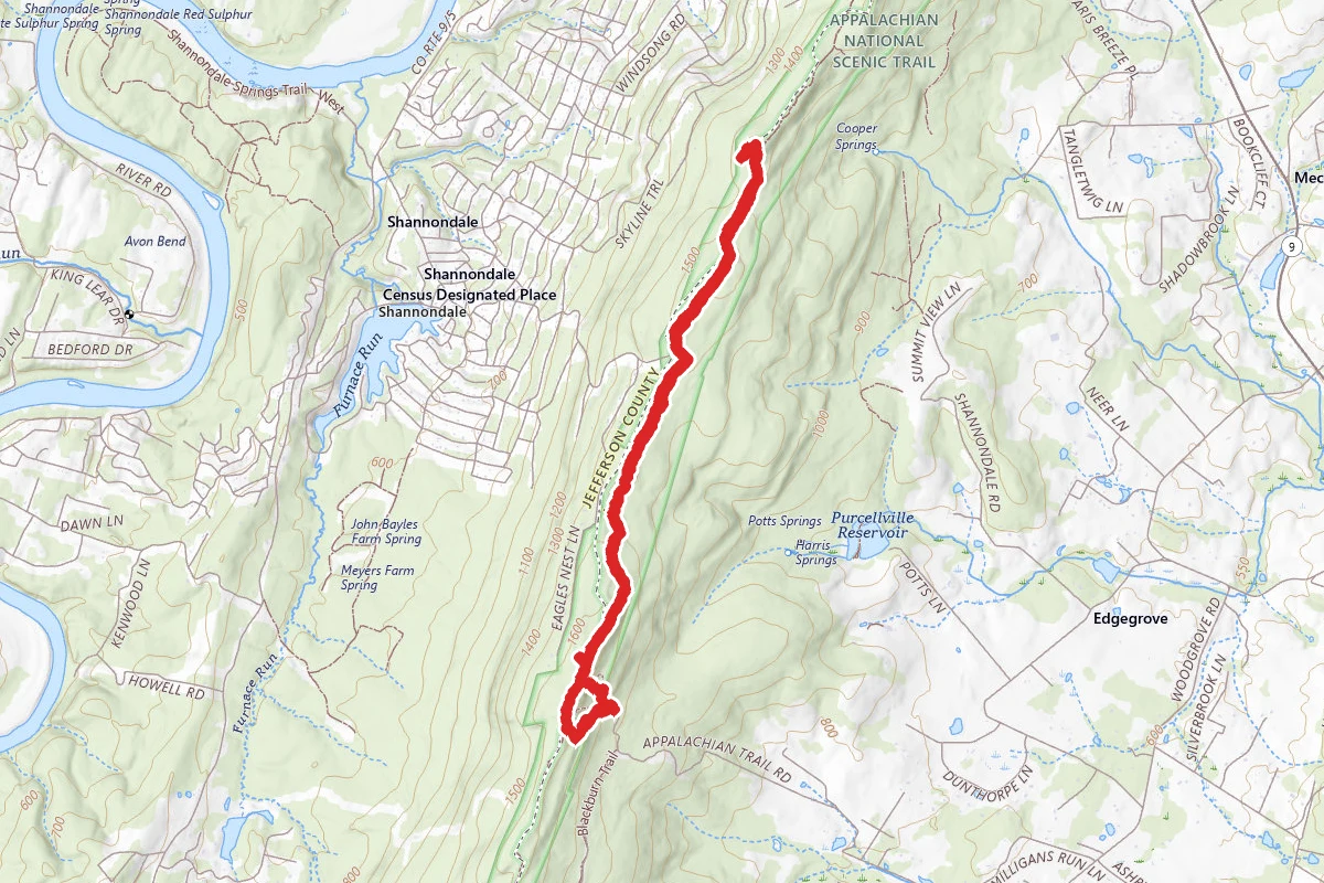 Blackburn Trail Center to Feather Top Knob via Appalachian Trail