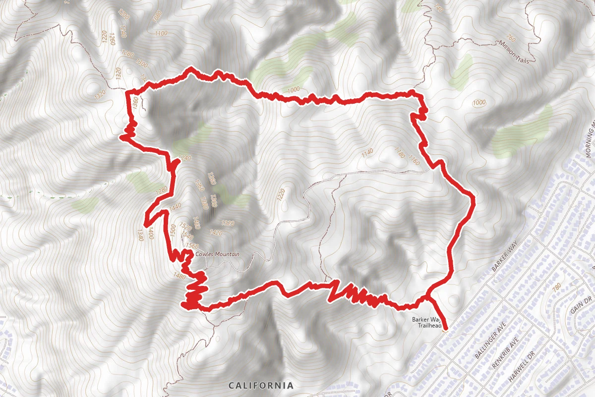 Barker Big Rock Loop route map