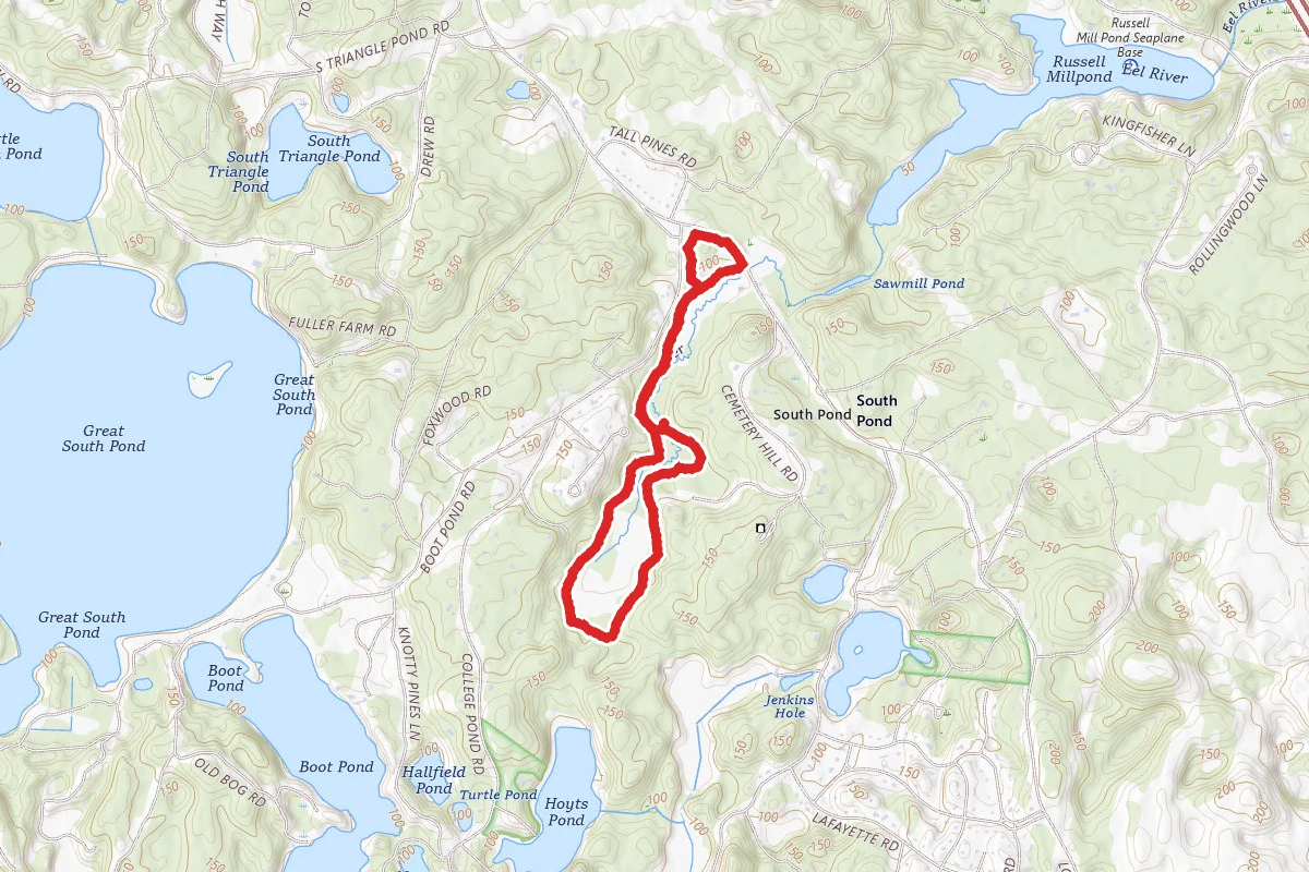Cranberry Bogs via Eel River Preserve Trail route map