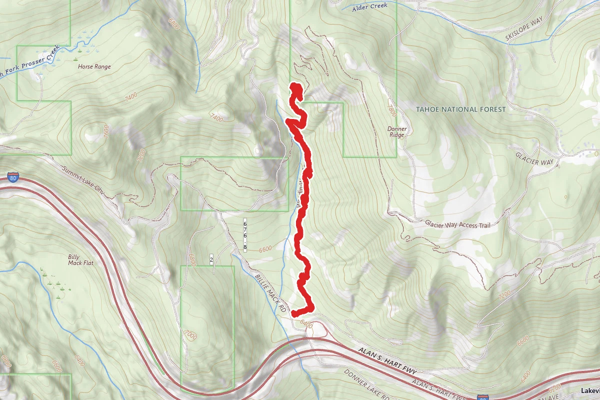 Johnson Canyon via Winden Way Trail route map