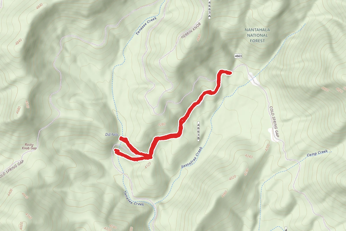 Dill and Upper Dill Falls route map