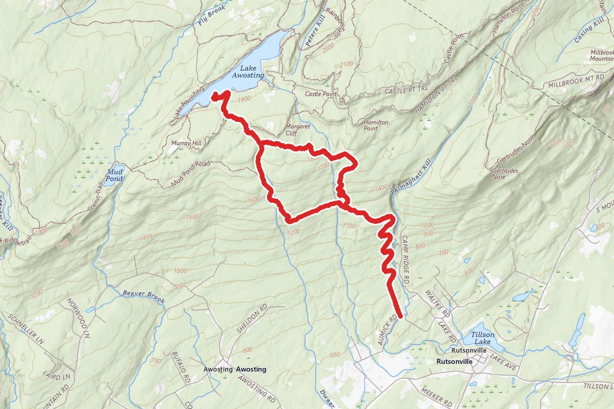 Lake Awosting via Reserve Access and Purple Loop