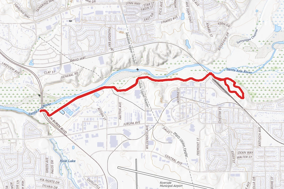Santa Ana River Trail at Martha McLean-Anza Narrows route map