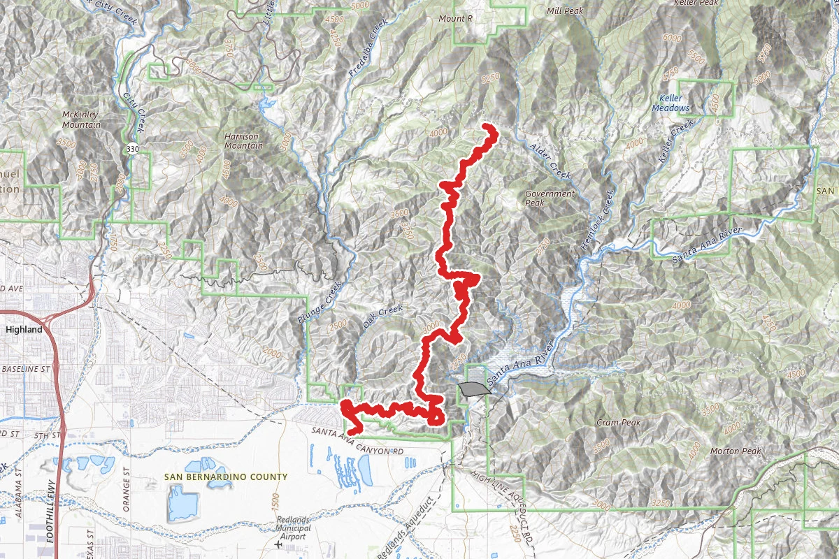 Santa Ana Divide Trail to Alder Creek Fire Road